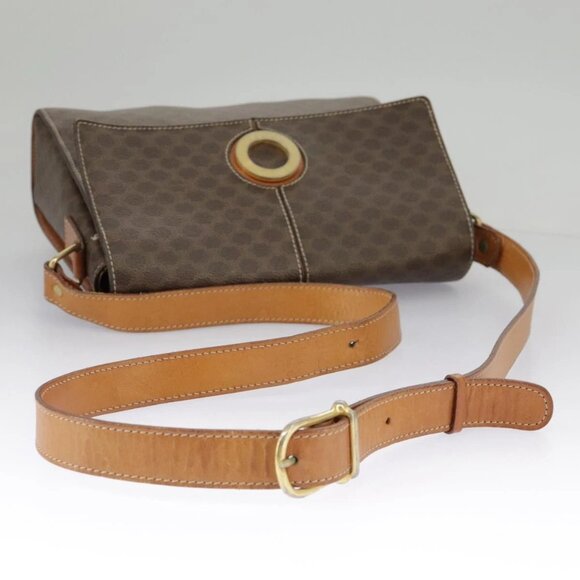 CELINE Macadam Canvas Shoulder Bag PVC Leather Brown Gold - Picture 7 of 15